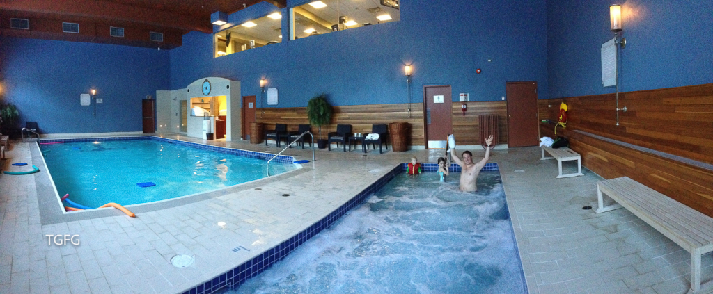 Post ski soak in the pool area. 