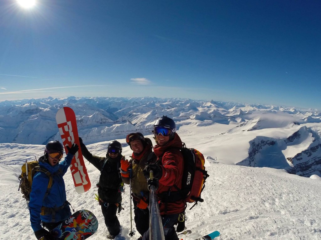 Summit of Mt. Columbia (3,747 m) and our crew is just about ready to shred. My hands are nice and toasty.