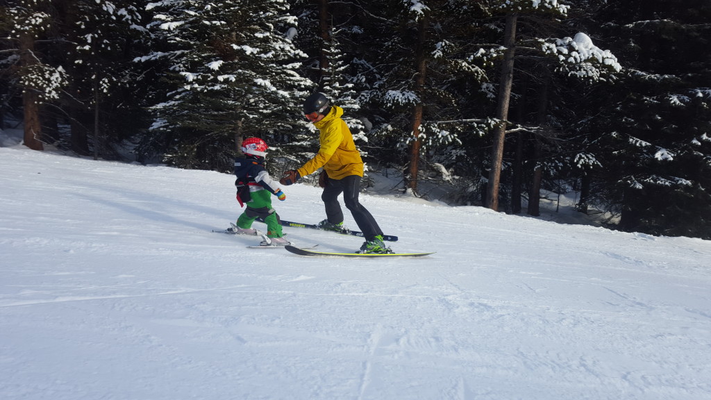 Teaching my son to ski at Lake Louise